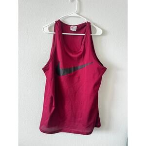 Vintage Nike Big Swoosh Red Tank Black Top Large